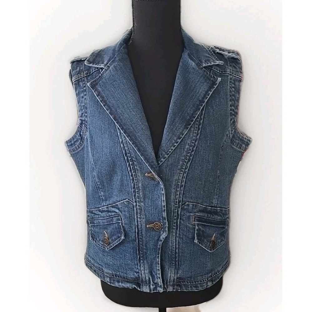 Relativity Denim Vest NWT Stretch Western Y2K Women's Large